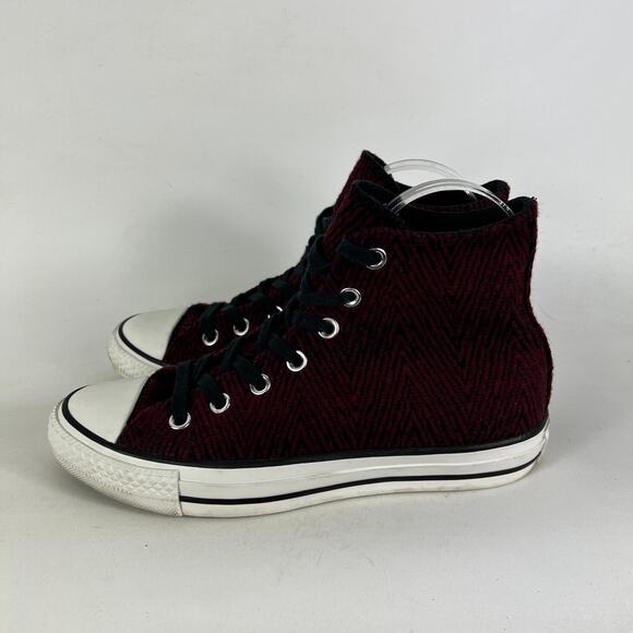 Converse Chuck Taylor All Star High Sneaker Women 7 Red Zig Zag Skateboard Shoes - Picture 5 of 10